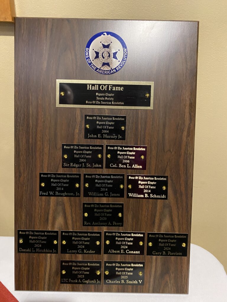 Signers Chapter Hall of Fame Plaque